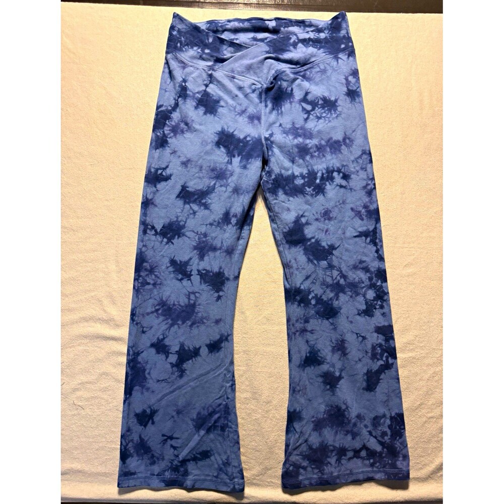 PINK Victoria's Secret Women XL Blue Tie Dye Flare Leggings High Rise Stretch